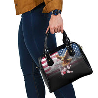 Custom Patriotic Eagle Bowling Shoulder Handbag with American Flag Strike Design - Wonder Print Shop