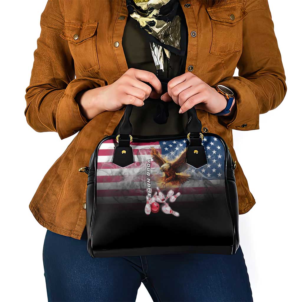 Custom Patriotic Eagle Bowling Shoulder Handbag with American Flag Strike Design - Wonder Print Shop