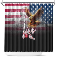 Custom Patriotic Eagle Bowling Shower Curtain with American Flag Strike Design - Wonder Print Shop