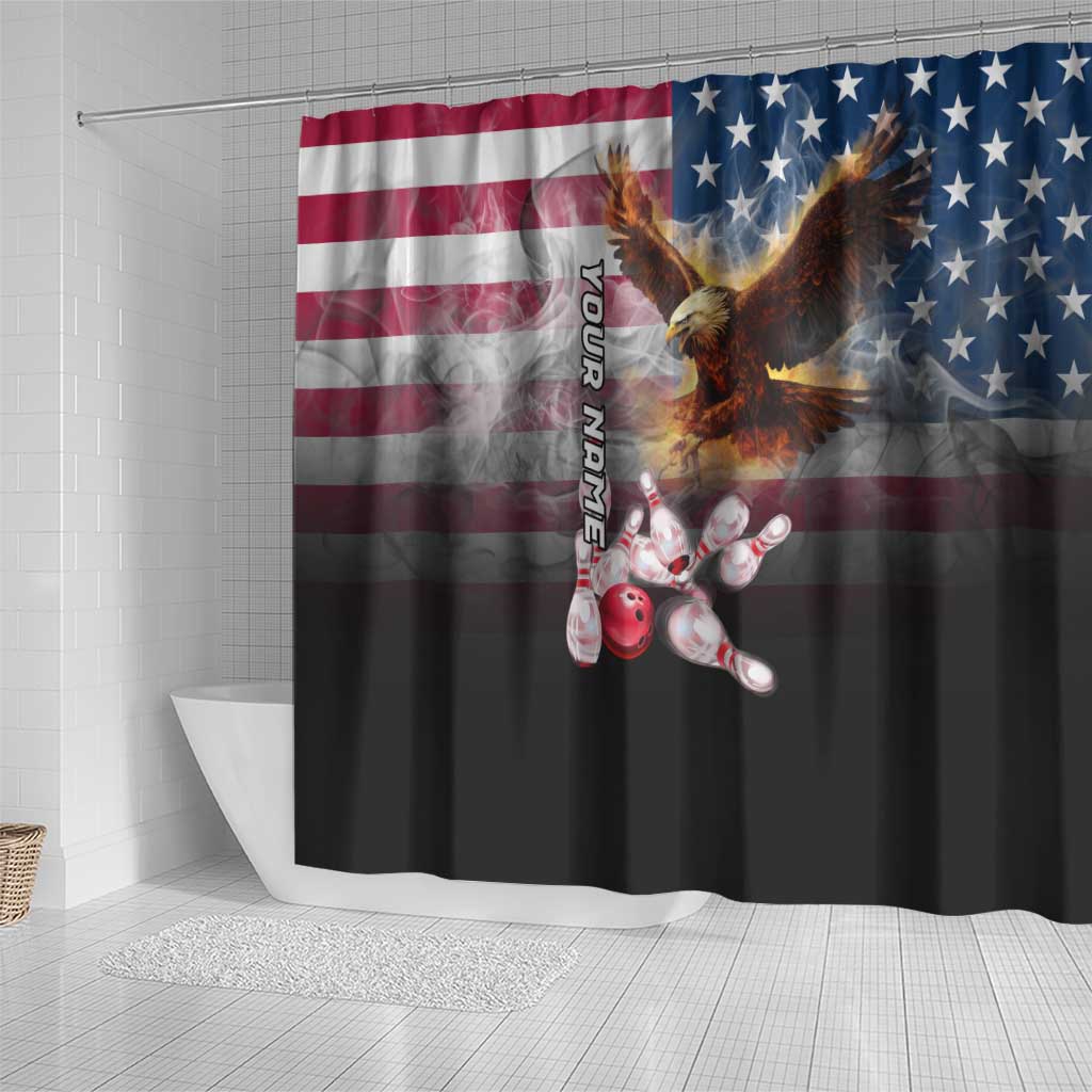 Custom Patriotic Eagle Bowling Shower Curtain with American Flag Strike Design - Wonder Print Shop