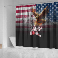 Custom Patriotic Eagle Bowling Shower Curtain with American Flag Strike Design - Wonder Print Shop