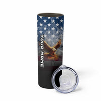 Custom Patriotic Eagle Bowling Skinny Tumbler with American Flag Strike Design - Wonder Print Shop