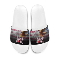 Custom Patriotic Eagle Bowling Slide Sandals with American Flag Strike Design - Wonder Print Shop