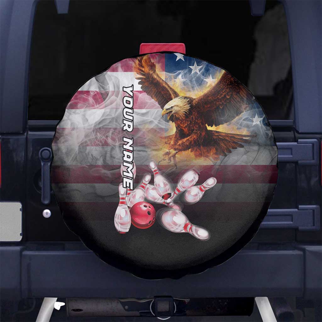 Custom Patriotic Eagle Bowling Spare Tire Cover with American Flag Strike Design - Wonder Print Shop