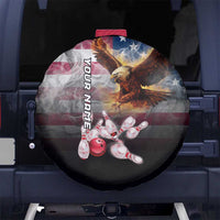 Custom Patriotic Eagle Bowling Spare Tire Cover with American Flag Strike Design - Wonder Print Shop