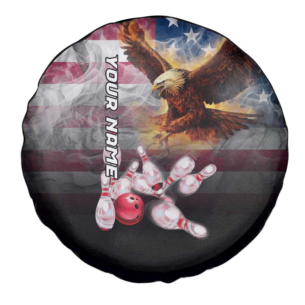 Custom Patriotic Eagle Bowling Spare Tire Cover with American Flag Strike Design - Wonder Print Shop