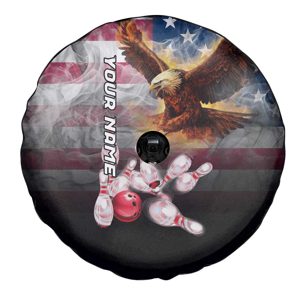 Custom Patriotic Eagle Bowling Spare Tire Cover with American Flag Strike Design - Wonder Print Shop