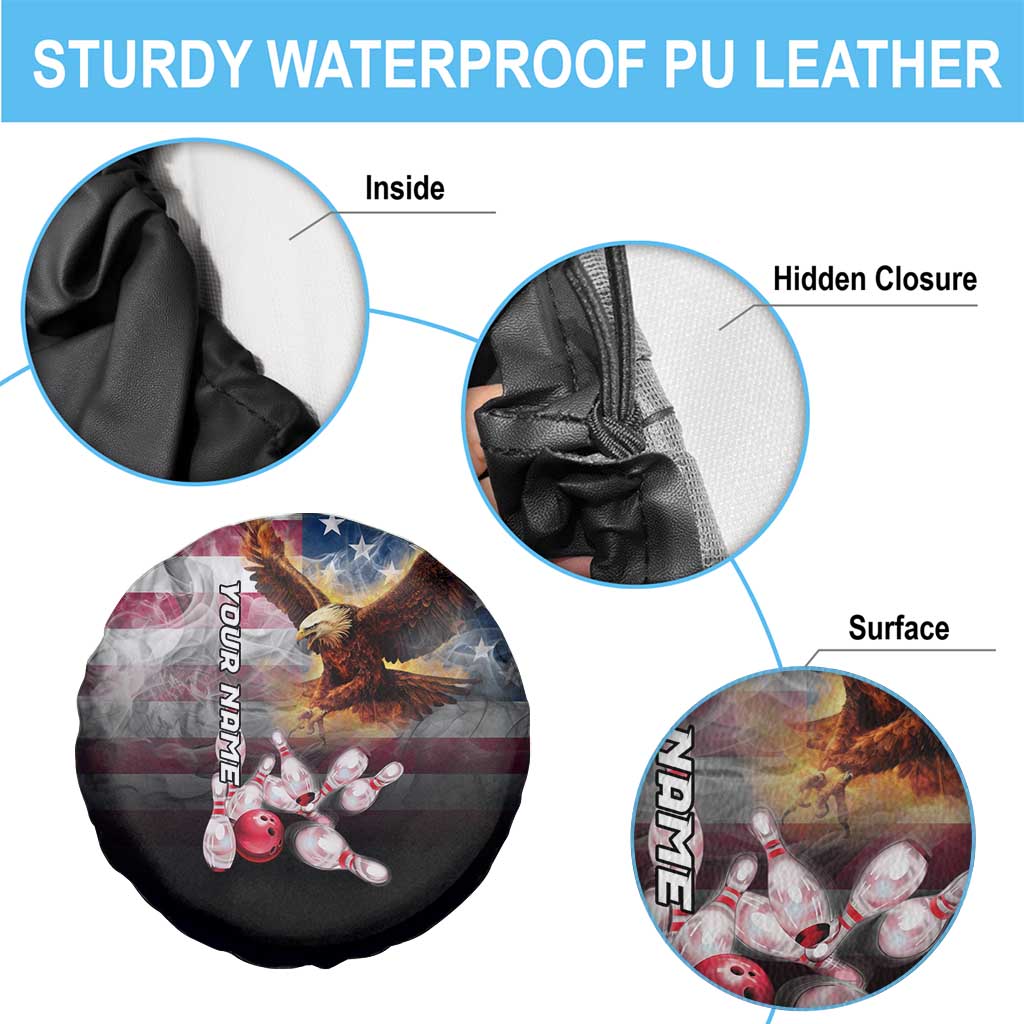 Custom Patriotic Eagle Bowling Spare Tire Cover with American Flag Strike Design - Wonder Print Shop