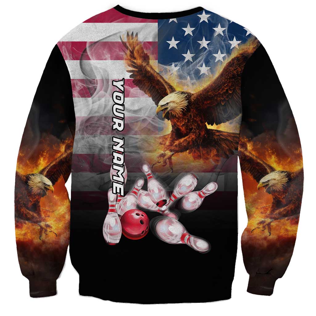 Custom Patriotic Eagle Bowling Sweatshirt with American Flag Strike Design - Wonder Print Shop