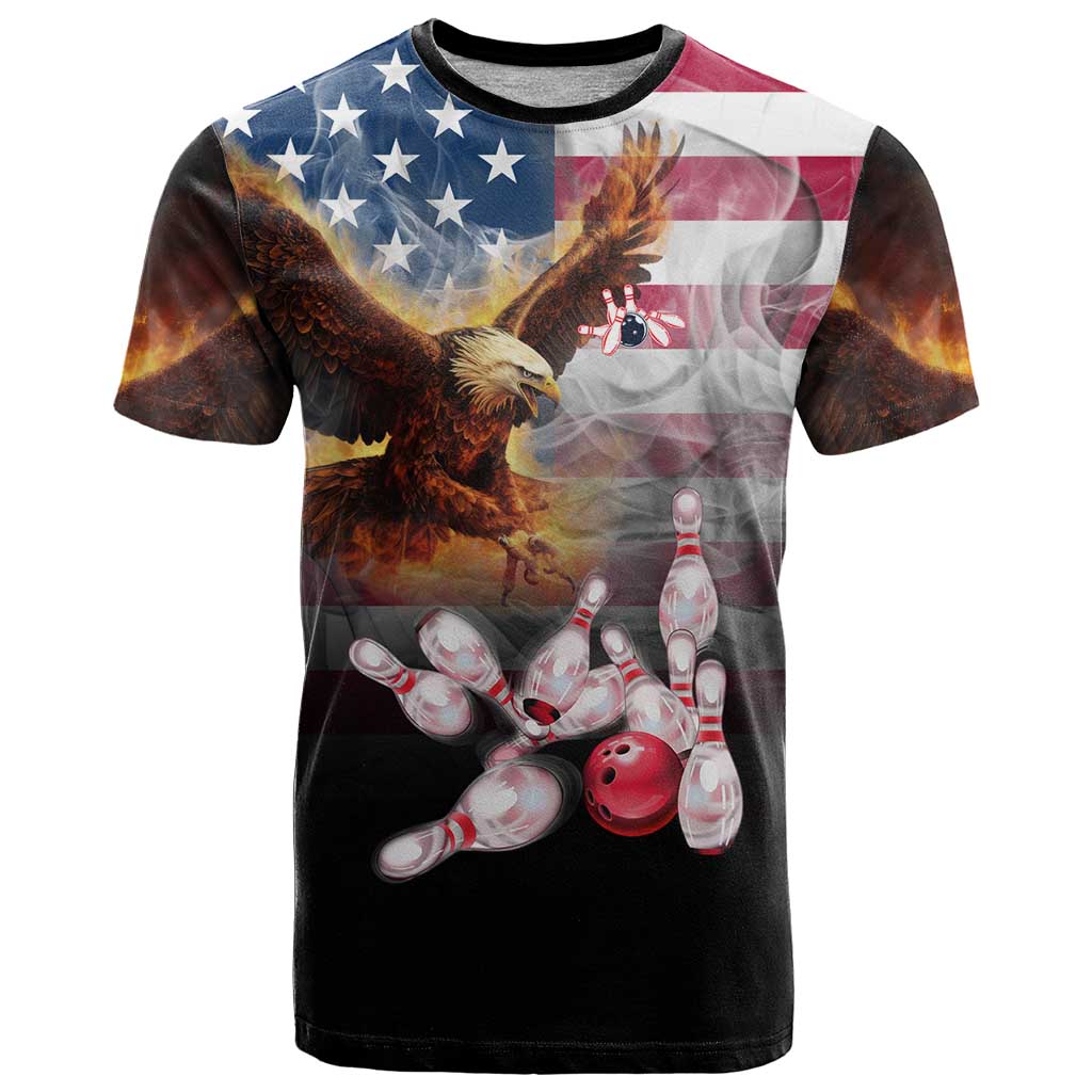 Custom Patriotic Eagle Bowling T Shirt with American Flag Strike Design - Wonder Print Shop