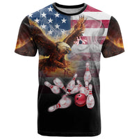 Custom Patriotic Eagle Bowling T Shirt with American Flag Strike Design - Wonder Print Shop
