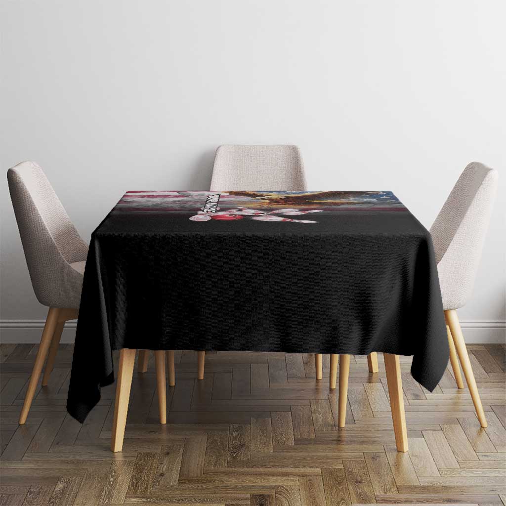 Custom Patriotic Eagle Bowling Tablecloth with American Flag Strike Design - Wonder Print Shop