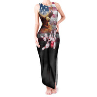 Custom Patriotic Eagle Bowling Tank Maxi Dress with American Flag Strike Design - Wonder Print Shop
