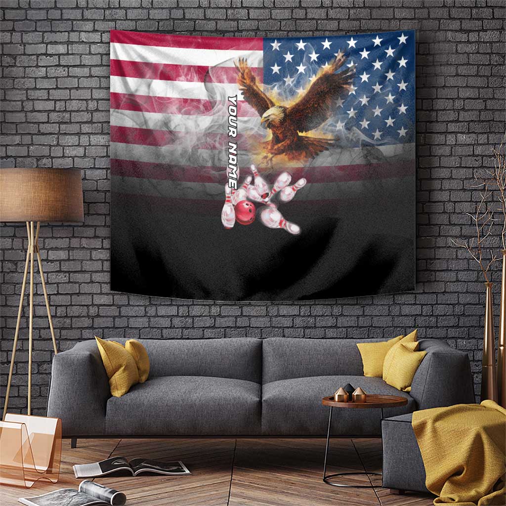 Custom Patriotic Eagle Bowling Tapestry with American Flag Strike Design - Wonder Print Shop