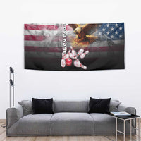 Custom Patriotic Eagle Bowling Tapestry with American Flag Strike Design - Wonder Print Shop