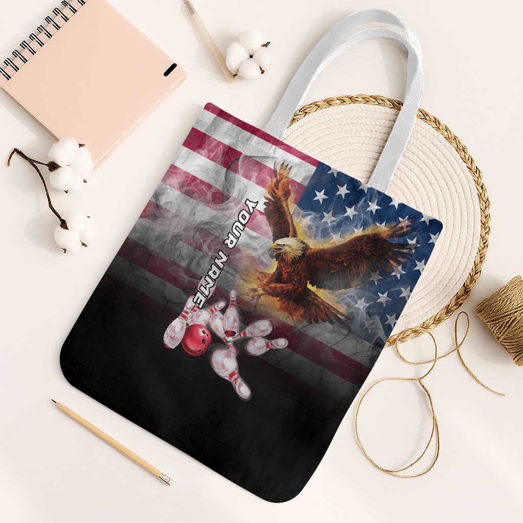Custom Patriotic Eagle Bowling Tote Bag with American Flag Strike Design - Wonder Print Shop