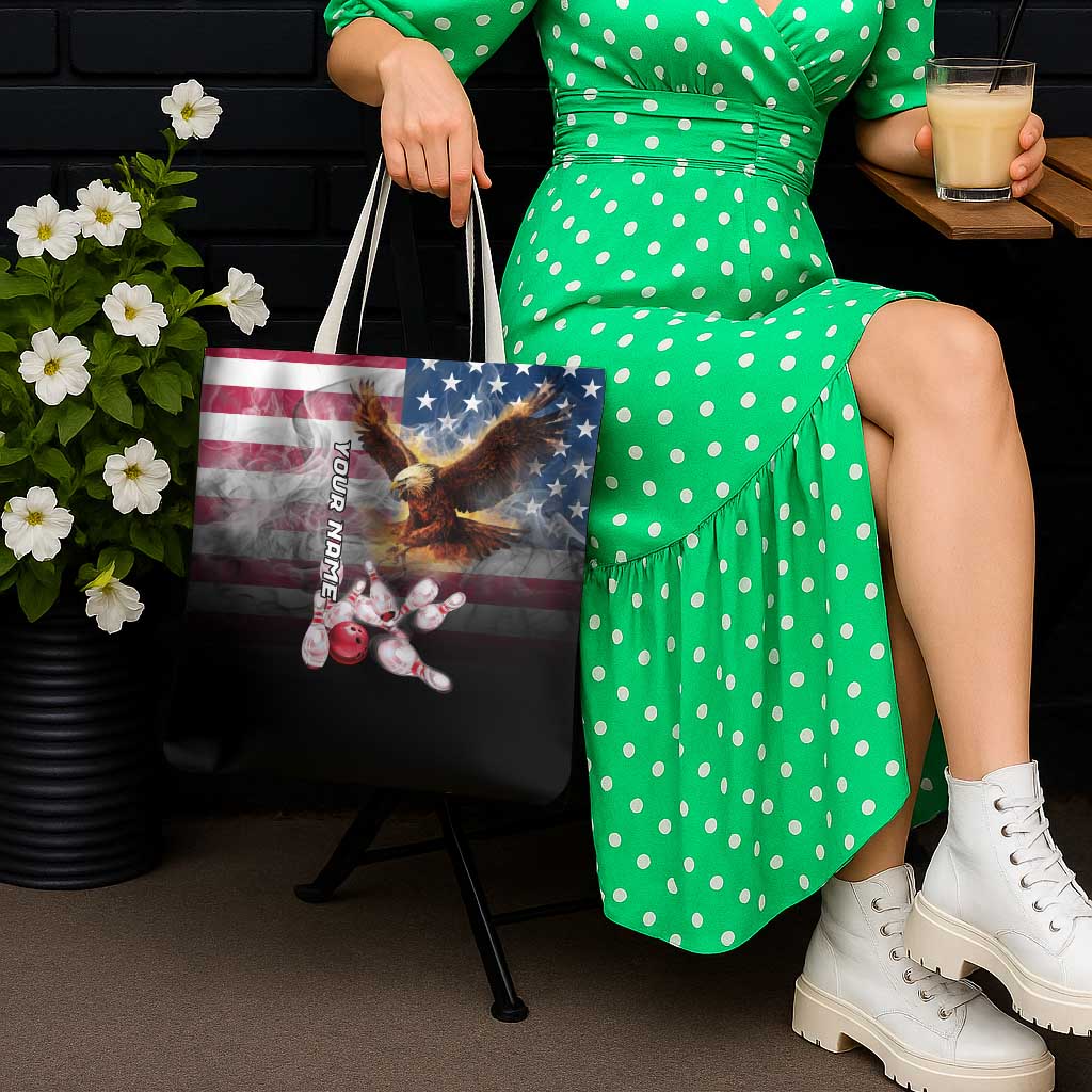 Custom Patriotic Eagle Bowling Tote Bag with American Flag Strike Design - Wonder Print Shop