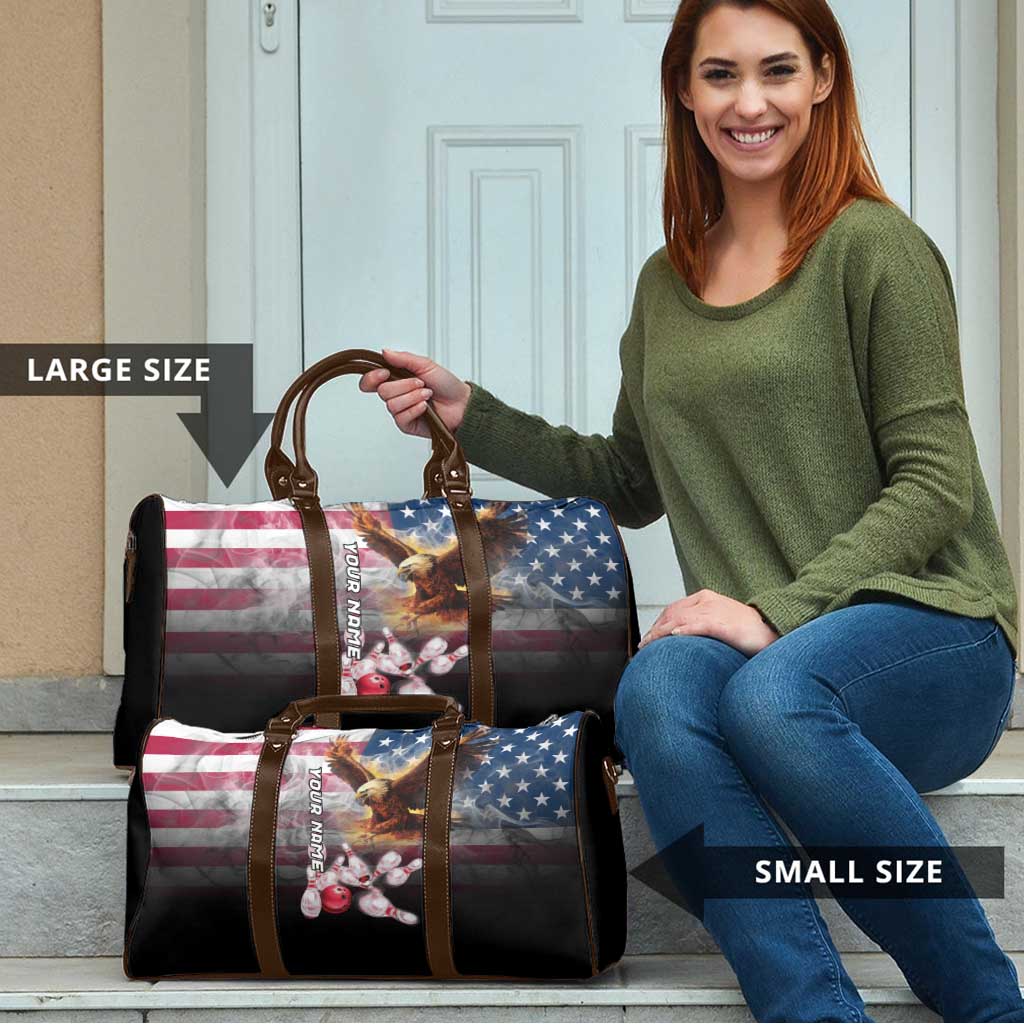 Custom Patriotic Eagle Bowling Travel Bag with American Flag Strike Design - Wonder Print Shop