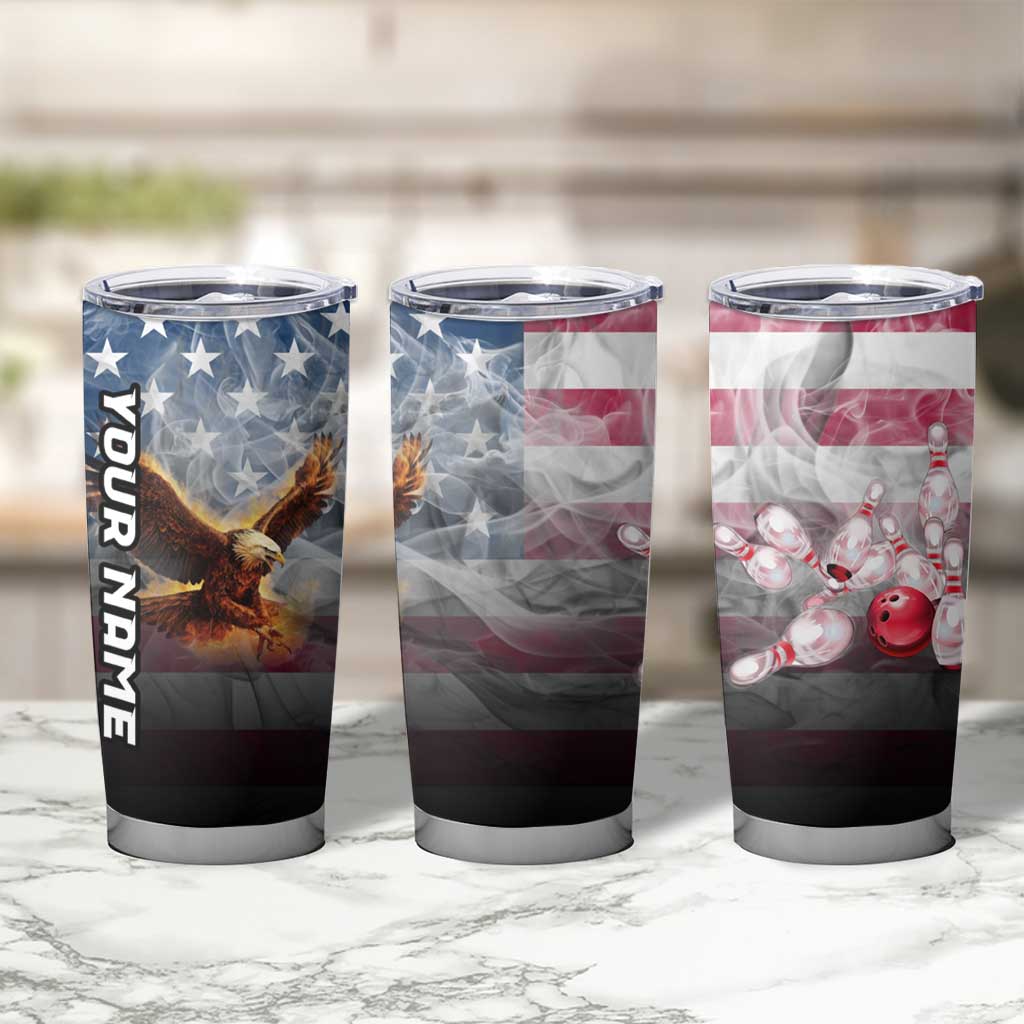 Custom Patriotic Eagle Bowling Tumbler Cup with American Flag Strike Design - Wonder Print Shop