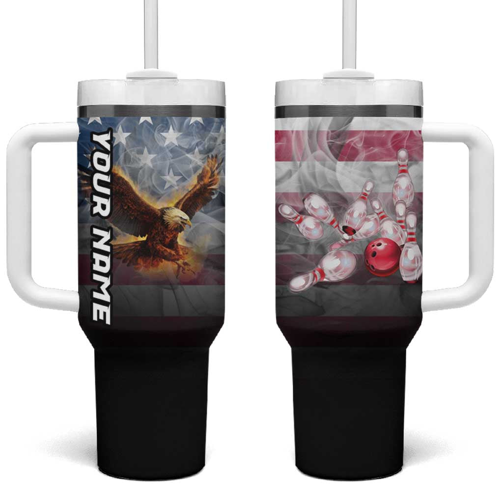 Custom Patriotic Eagle Bowling Tumbler With Handle with American Flag Strike Design - Wonder Print Shop