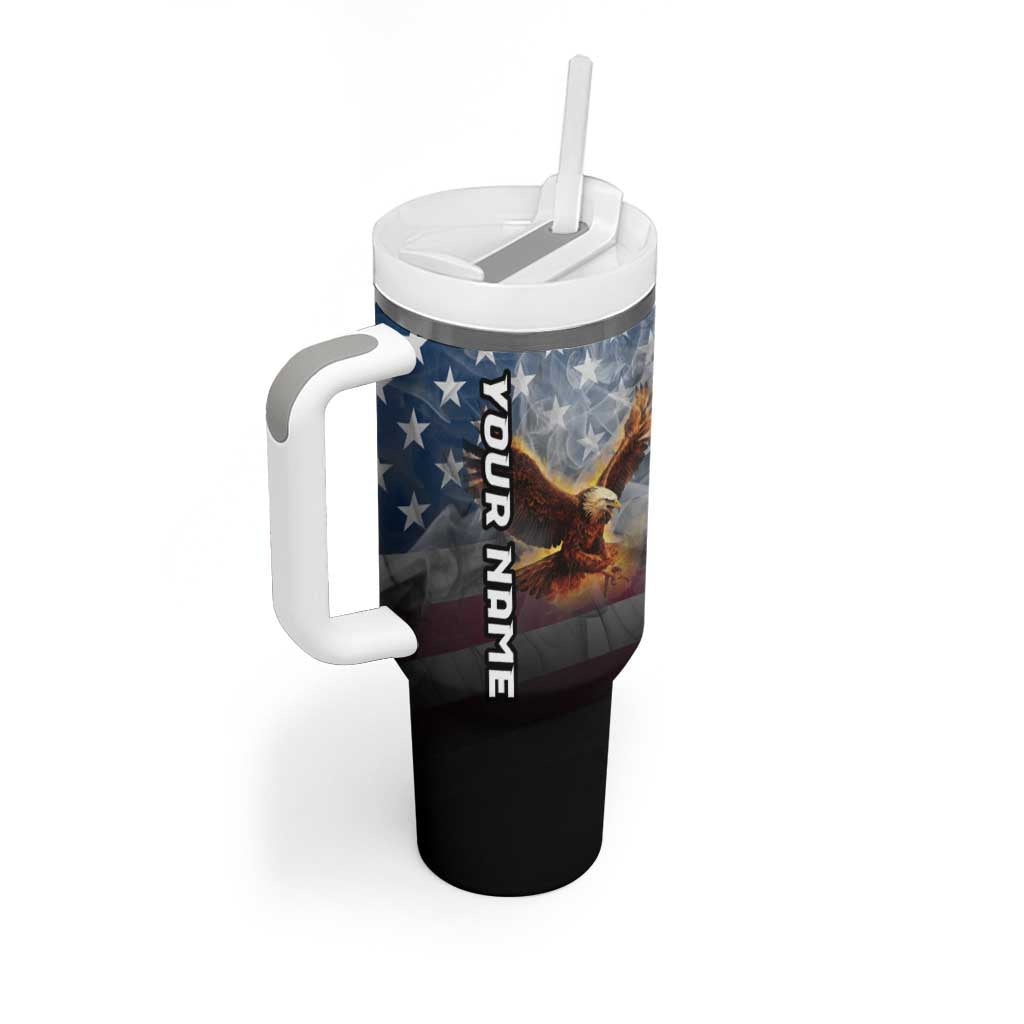 Custom Patriotic Eagle Bowling Tumbler With Handle with American Flag Strike Design - Wonder Print Shop