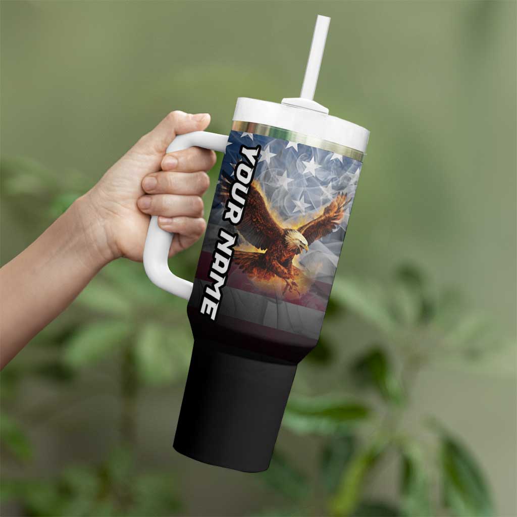 Custom Patriotic Eagle Bowling Tumbler With Handle with American Flag Strike Design - Wonder Print Shop