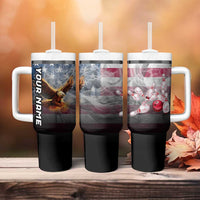 Custom Patriotic Eagle Bowling Tumbler With Handle with American Flag Strike Design - Wonder Print Shop