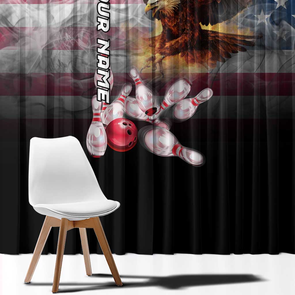 Custom Patriotic Eagle Bowling Window Curtain with American Flag Strike Design - Wonder Print Shop