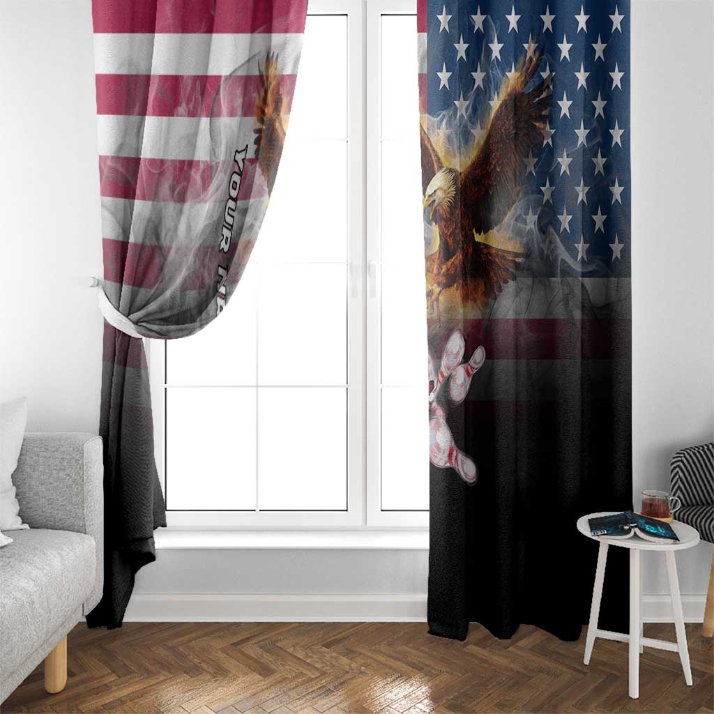 Custom Patriotic Eagle Bowling Window Curtain with American Flag Strike Design - Wonder Print Shop