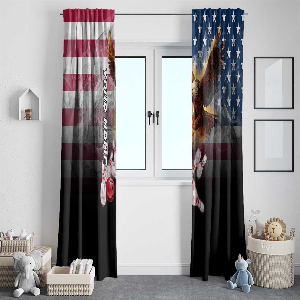 Custom Patriotic Eagle Bowling Window Curtain with American Flag Strike Design - Wonder Print Shop