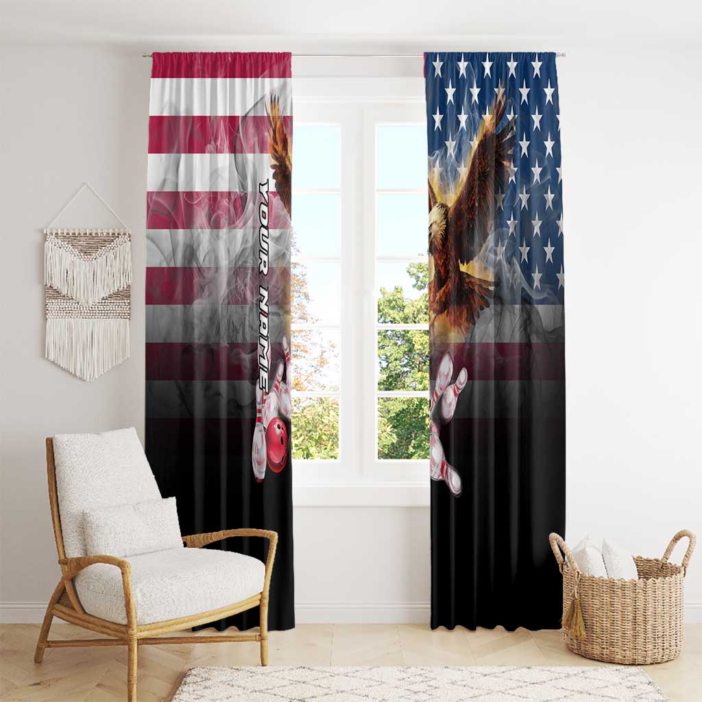 Custom Patriotic Eagle Bowling Window Curtain with American Flag Strike Design - Wonder Print Shop