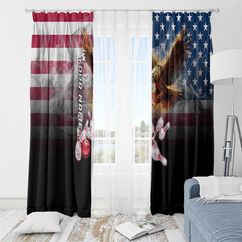 Custom Patriotic Eagle Bowling Window Curtain with American Flag Strike Design - Wonder Print Shop