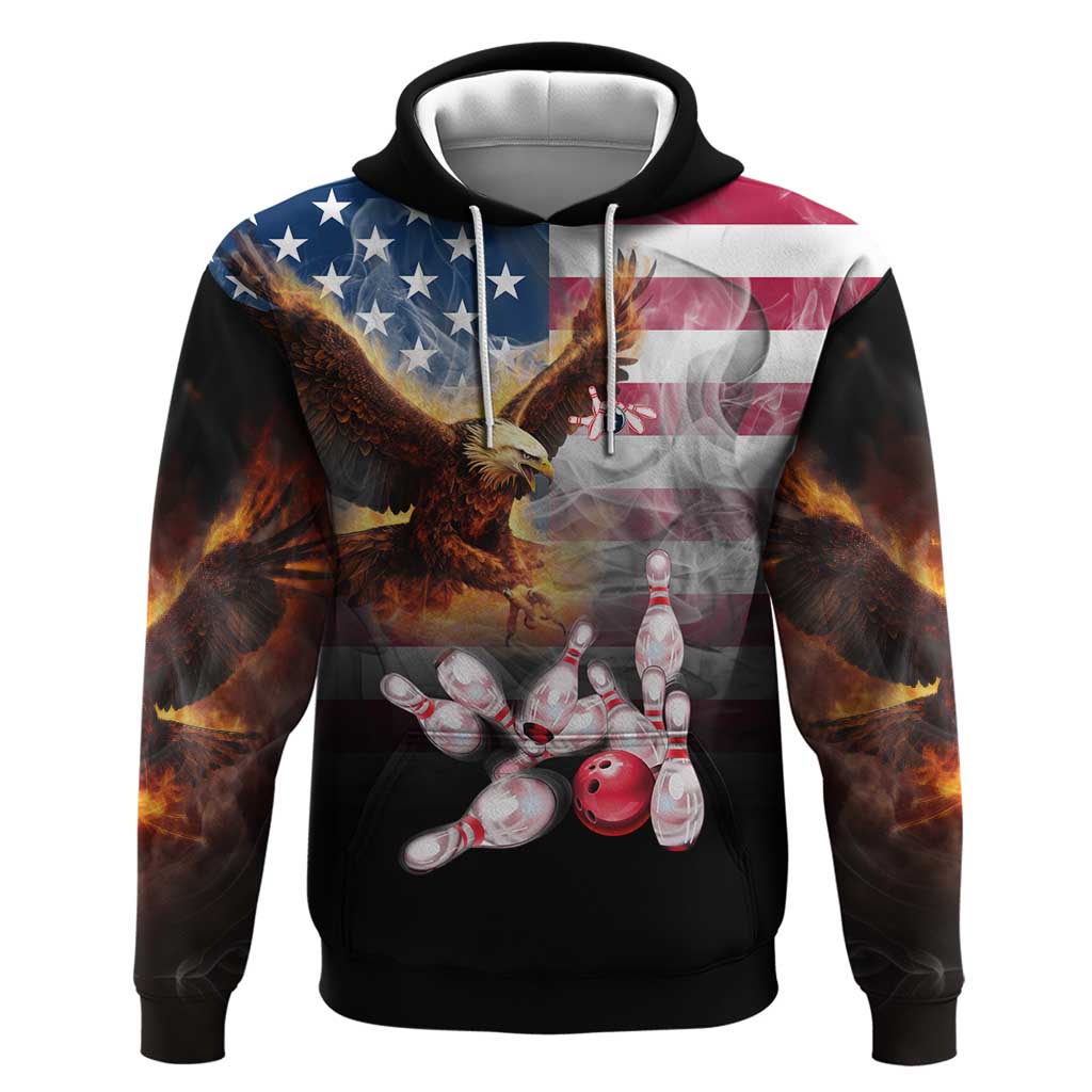 Custom Patriotic Eagle Bowling Zip Hoodie with American Flag Strike Design - Wonder Print Shop