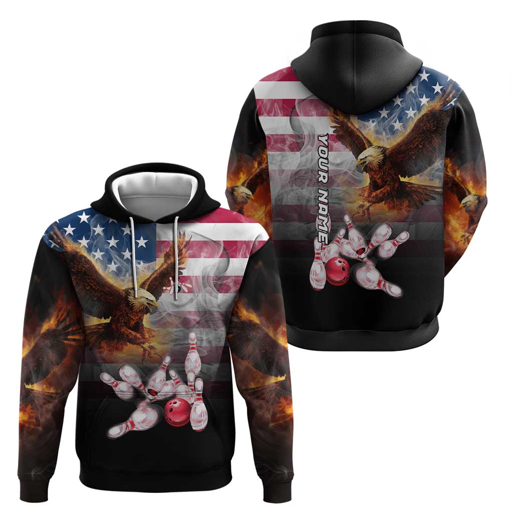 Custom Patriotic Eagle Bowling Zip Hoodie with American Flag Strike Design - Wonder Print Shop