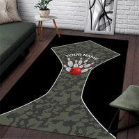 Custom Camouflage Bowling Area Rug with Red Strike Ball Graphic - Wonder Print Shop