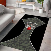 Custom Camouflage Bowling Area Rug with Red Strike Ball Graphic - Wonder Print Shop