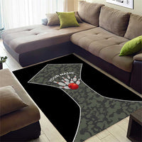 Custom Camouflage Bowling Area Rug with Red Strike Ball Graphic - Wonder Print Shop