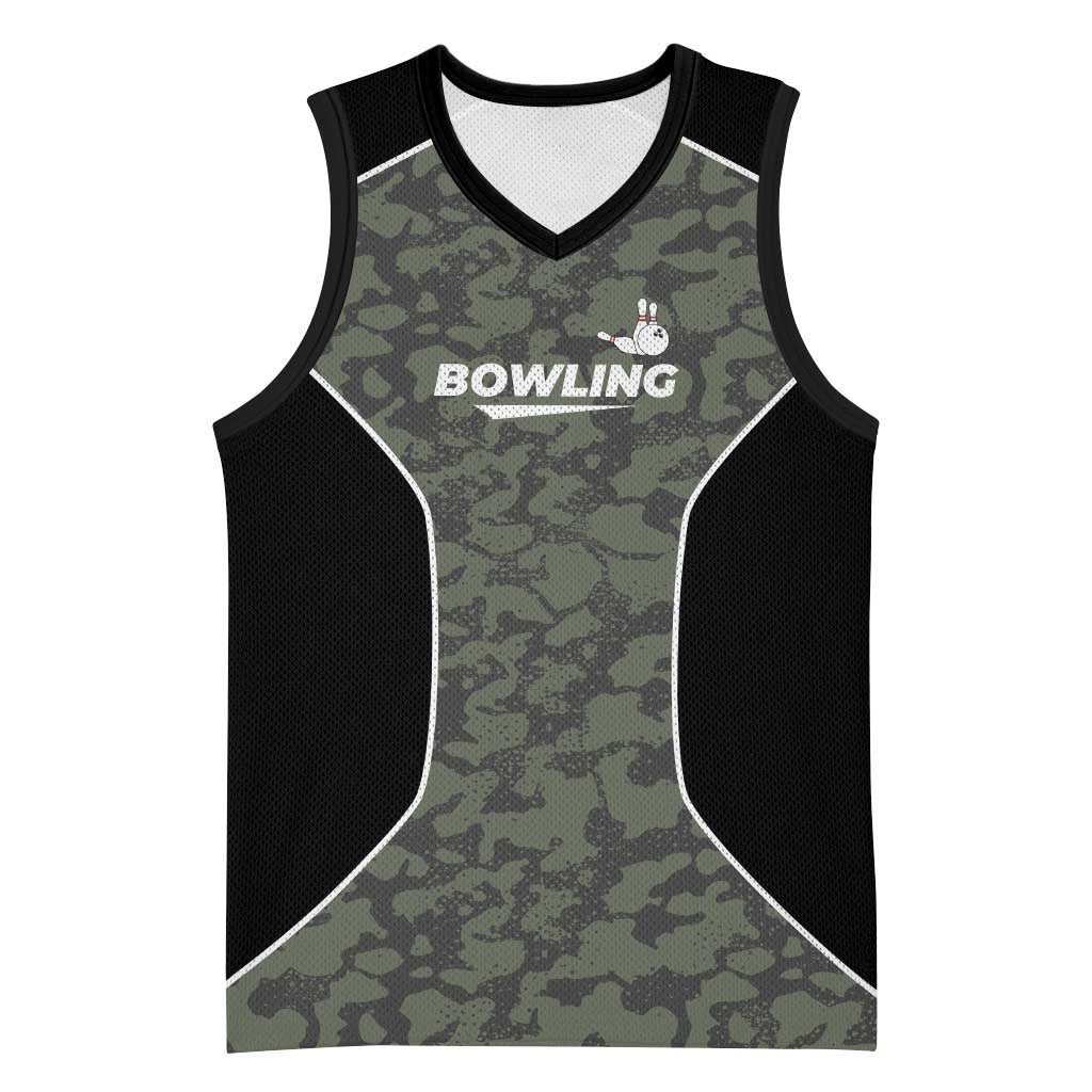 Custom Camouflage Bowling Basketball Jersey with Red Strike Ball Graphic - Wonder Print Shop