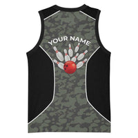 Custom Camouflage Bowling Basketball Jersey with Red Strike Ball Graphic - Wonder Print Shop