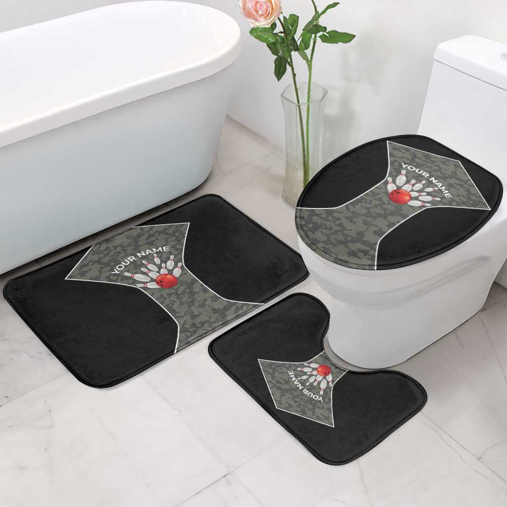 Custom Camouflage Bowling Bathroom Set with Red Strike Ball Graphic - Wonder Print Shop