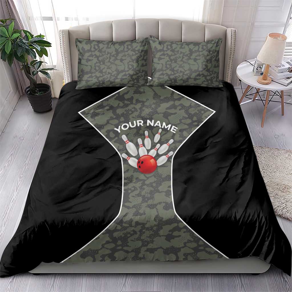 Custom Camouflage Bowling Bedding Set with Red Strike Ball Graphic - Wonder Print Shop