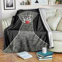 Custom Camouflage Bowling Blanket with Red Strike Ball Graphic - Wonder Print Shop