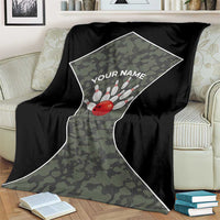 Custom Camouflage Bowling Blanket with Red Strike Ball Graphic - Wonder Print Shop