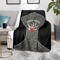 Custom Camouflage Bowling Blanket with Red Strike Ball Graphic - Wonder Print Shop