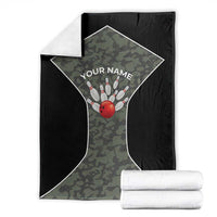 Custom Camouflage Bowling Blanket with Red Strike Ball Graphic - Wonder Print Shop