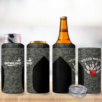 Custom Camouflage Bowling 4 in 1 Can Cooler Tumbler with Red Strike Ball Graphic - Wonder Print Shop