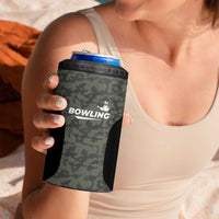 Custom Camouflage Bowling 4 in 1 Can Cooler Tumbler with Red Strike Ball Graphic - Wonder Print Shop