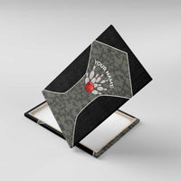 Custom Camouflage Bowling Canvas Wall Art with Red Strike Ball Graphic - Wonder Print Shop