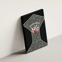 Custom Camouflage Bowling Canvas Wall Art with Red Strike Ball Graphic - Wonder Print Shop