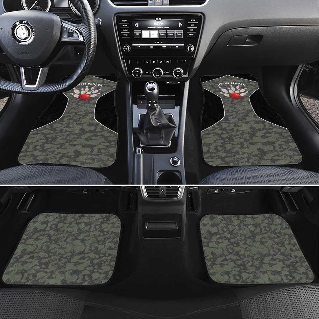 Custom Camouflage Bowling Car Mats with Red Strike Ball Graphic - Wonder Print Shop